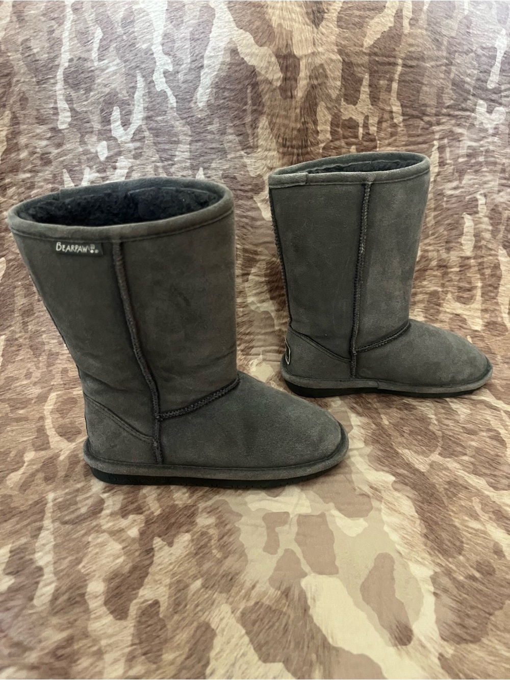 BearPaw Classic Mid-Calf Shearling Boots - Charcoal Gray
